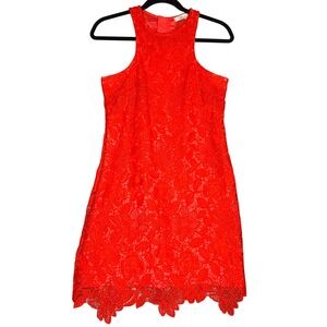 Lovers + Friends Red Lace Floral Sleeveless Mini Dress Womens XS Lined Rear Zip